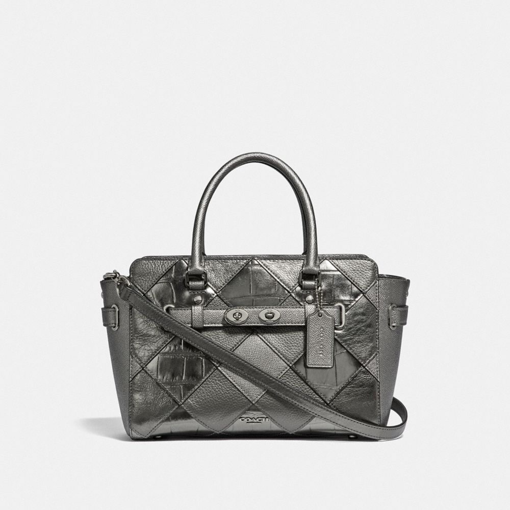 BLAKE CARRYALL 25 WITH PATCHWORK - GUNMETAL MULTI/SILVER - COACH F34889
