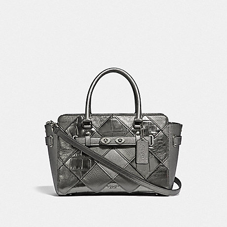 COACH F34889 BLAKE CARRYALL 25 WITH PATCHWORK GUNMETAL MULTI/SILVER