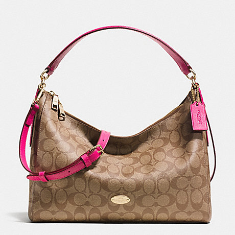 COACH F34899 EAST/WEST CELESTE CONVERTIBLE HOBO IN SIGNATURE CANVAS -LIGHT-GOLD/KHAKI/PINK-RUBY