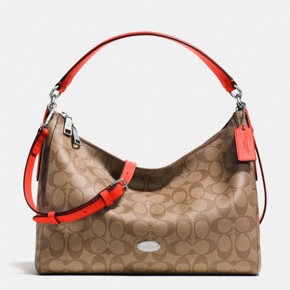 COACH EAST/WEST CELESTE CONVERTIBLE HOBO IN SIGNATURE - SILVER/KHAKI/ORANGE - F34899