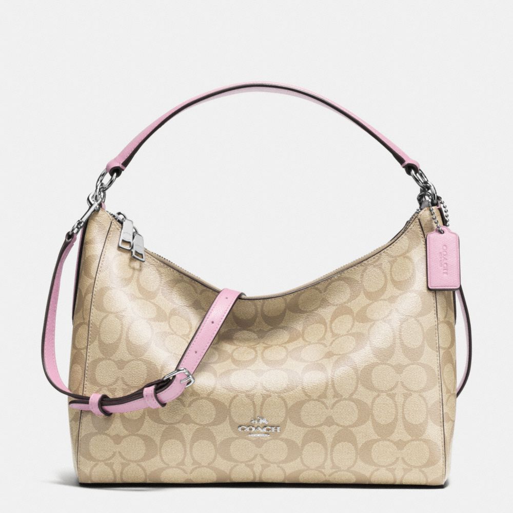 COACH EAST/WEST CELESTE CONVERTIBLE HOBO IN SIGNATURE - SILVER/LIGHT KHAKI/PETAL - F34899