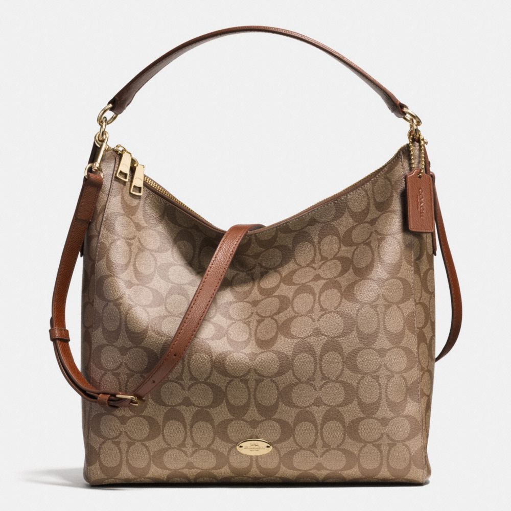 CELESTE CONVERTIBLE HOBO IN SIGNATURE CANVAS - LIGHT GOLD/KHAKI/SADDLE - COACH F34910