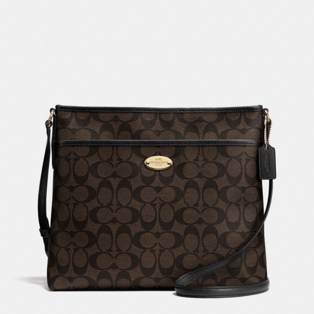 COACH SIGNATURE FILE BAG - LIGHT GOLD/BROWN/BLACK - F34938