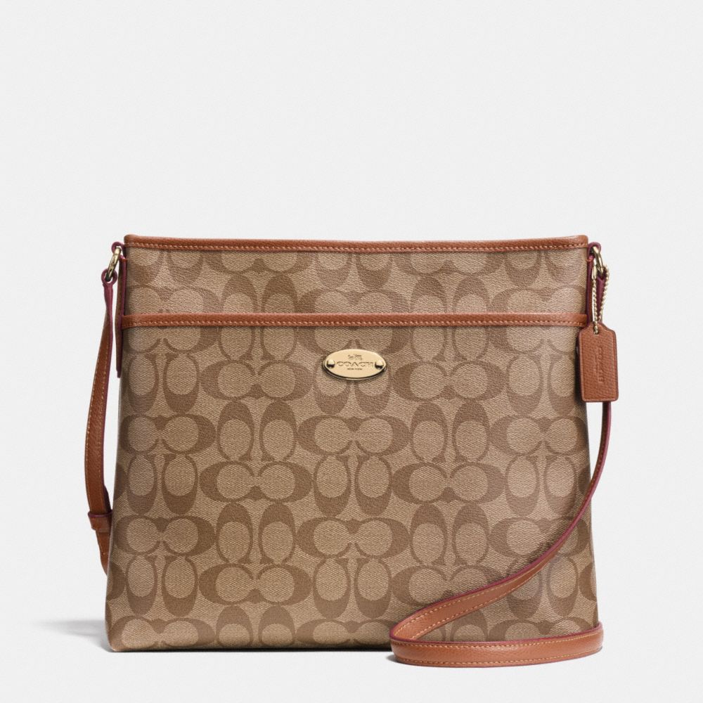 SIGNATURE FILE BAG - LIGHT GOLD/KHAKI/SADDLE - COACH F34938