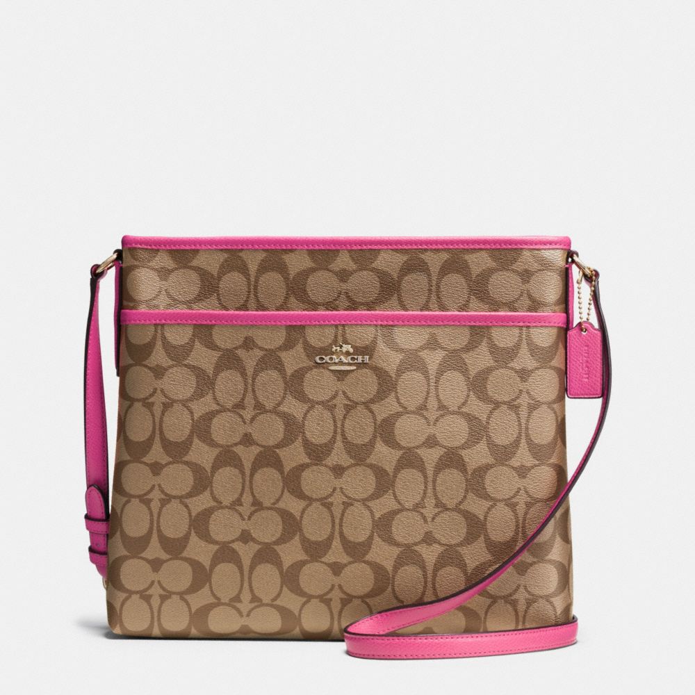 COACH f34938 FILE BAG IN SIGNATURE  IMITATION GOLD/KHAKI/DAHLIA