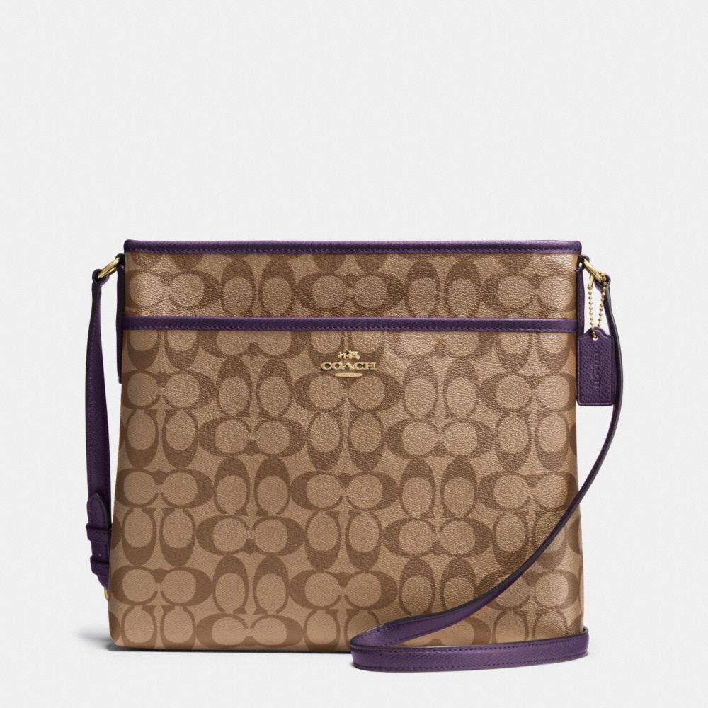 COACH f34938 FILE BAG IN SIGNATURE IMITATION GOLD/KHAKI AUBERGINE