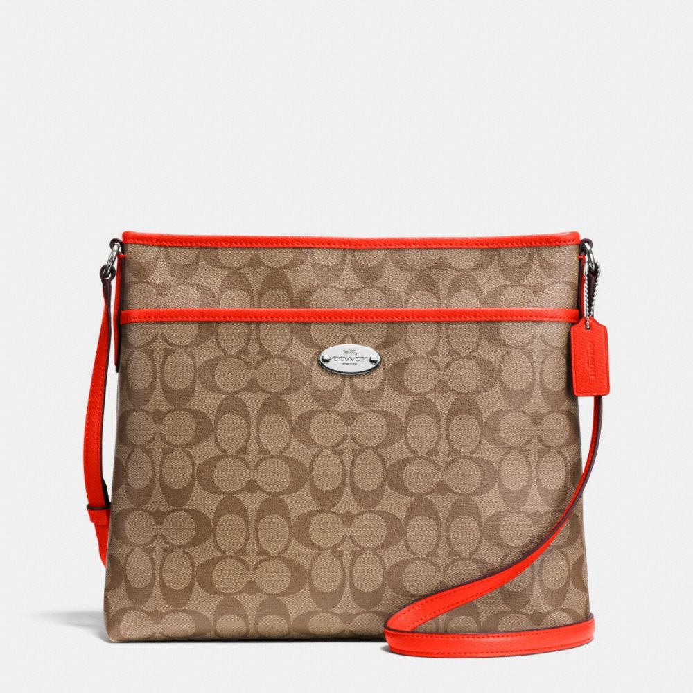 COACH F34938 - FILE BAG IN SIGNATURE SILVER/KHAKI/ORANGE