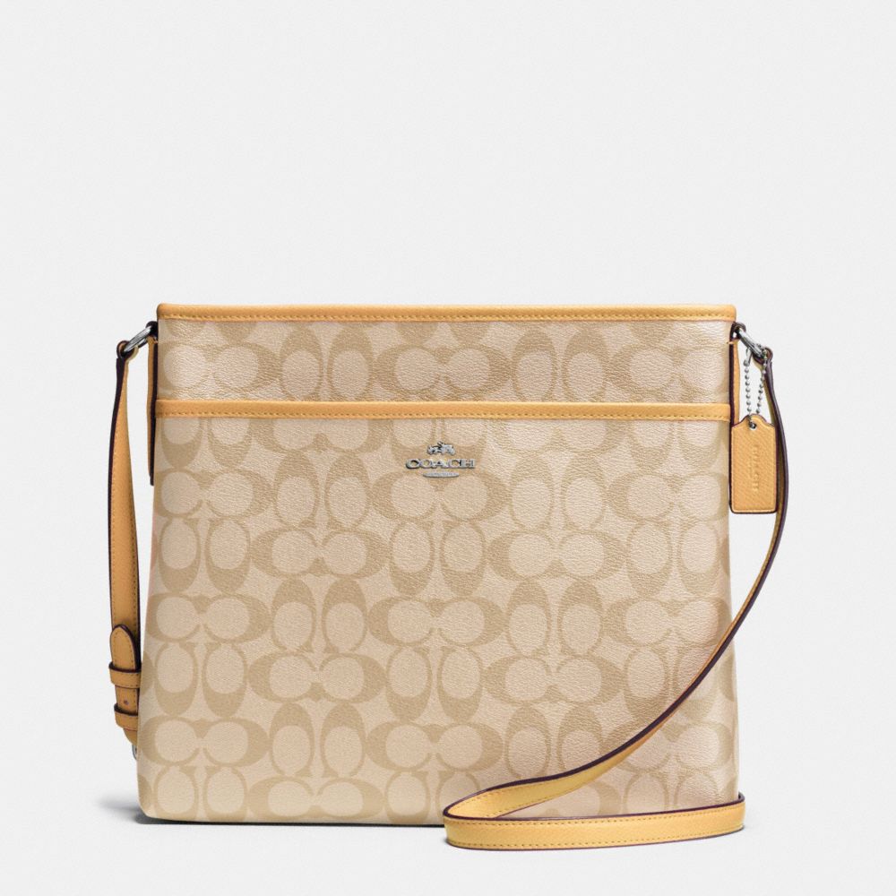 COACH F34938 FILE BAG IN SIGNATURE -SILVER/LIGHT-KHAKI/CANARY