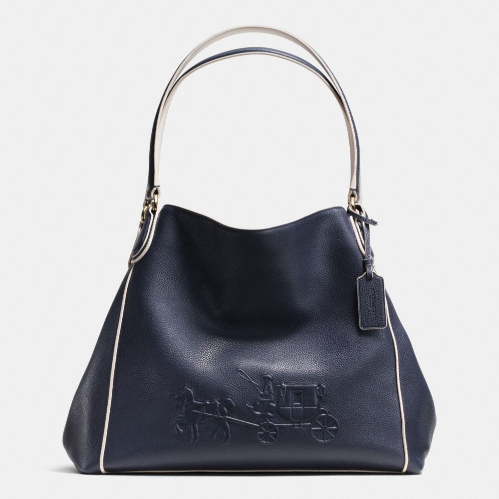 EMBOSSED HORSE AND CARRIAGE EDIE SHOULDER BAG IN PEBBLE LEATHER - LIBGE - COACH F34960