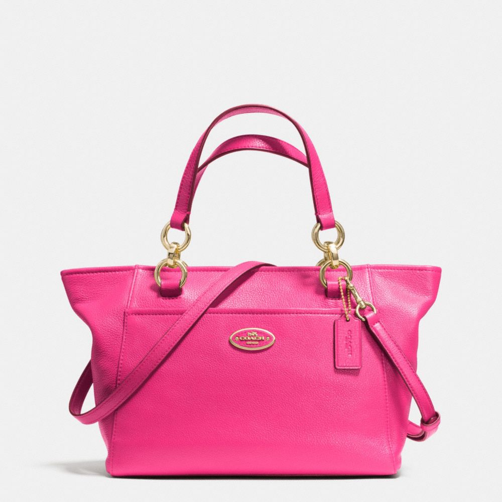 COACH F35030 Mini Ellis Tote In Pebble Leather LIGHT GOLD/PINK RUBY