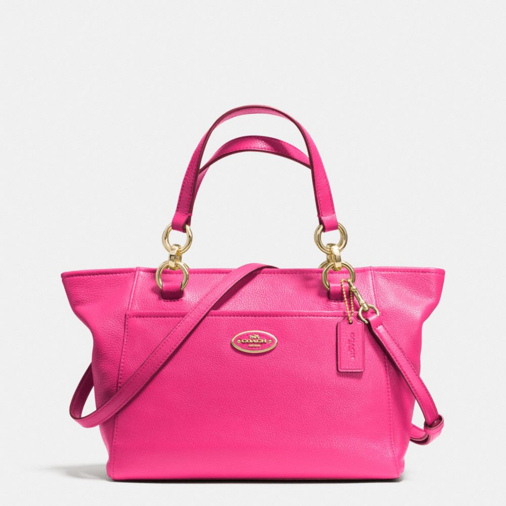 COACH f35030 MINI ELLIS TOTE IN PEBBLE LEATHER LIGHT GOLD/PINK RUBY