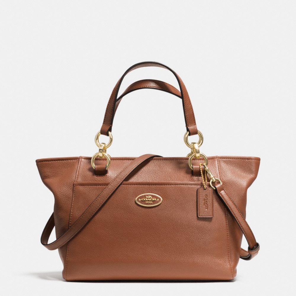 MINI ELLIS TOTE IN PEBBLE LEATHER - COACH F35030 - LIGHT GOLD/SADDLE