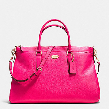 COACH f35185 MORGAN SATCHEL IN PEBBLE LEATHER LIGHT GOLD/PINK RUBY