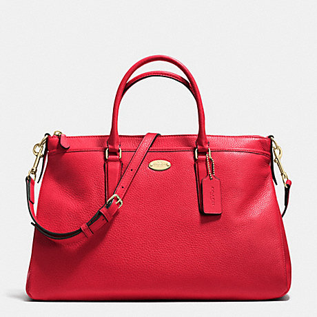 COACH MORGAN SATCHEL IN PEBBLE LEATHER - IMITATION GOLD/CLASSIC RED - f35185