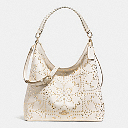 COACH F35203 Celeste Convertible Hobo In Mini Studded Leather LIGHT GOLD/CHALK