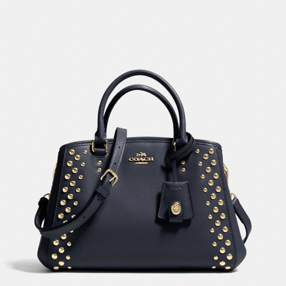 MINI MARGOT CARRYALL IN STUDDED CROSSGRAIN LEATHER - f35217 -  LIGHT GOLD/MIDNIGHT