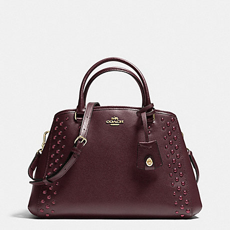 COACH F35221 SMALL MARGOT CARRYALL IN STUDDED CROSSGRAIN LEATHER IMOXB