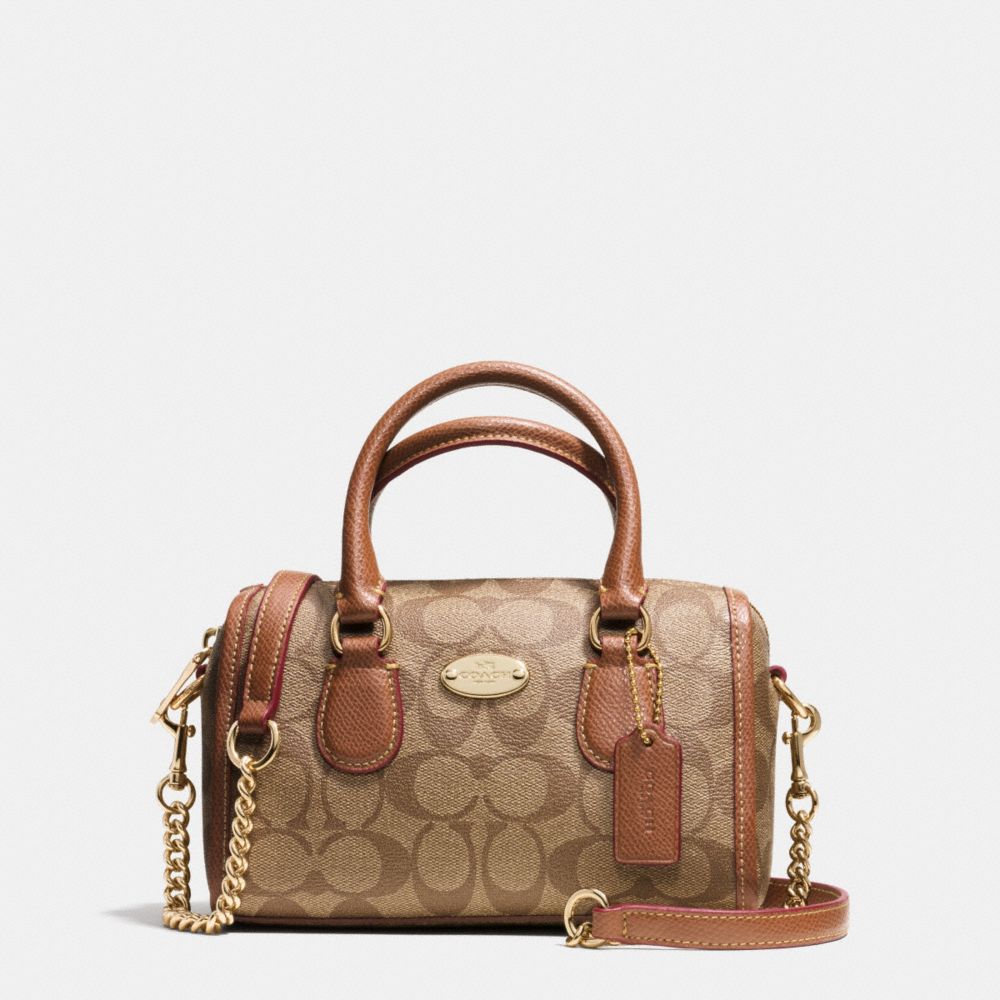 BABY BENNETT SATCHEL IN SIGNATURE CANVAS - LIGHT GOLD/KHAKI/SADDLE - COACH F35232