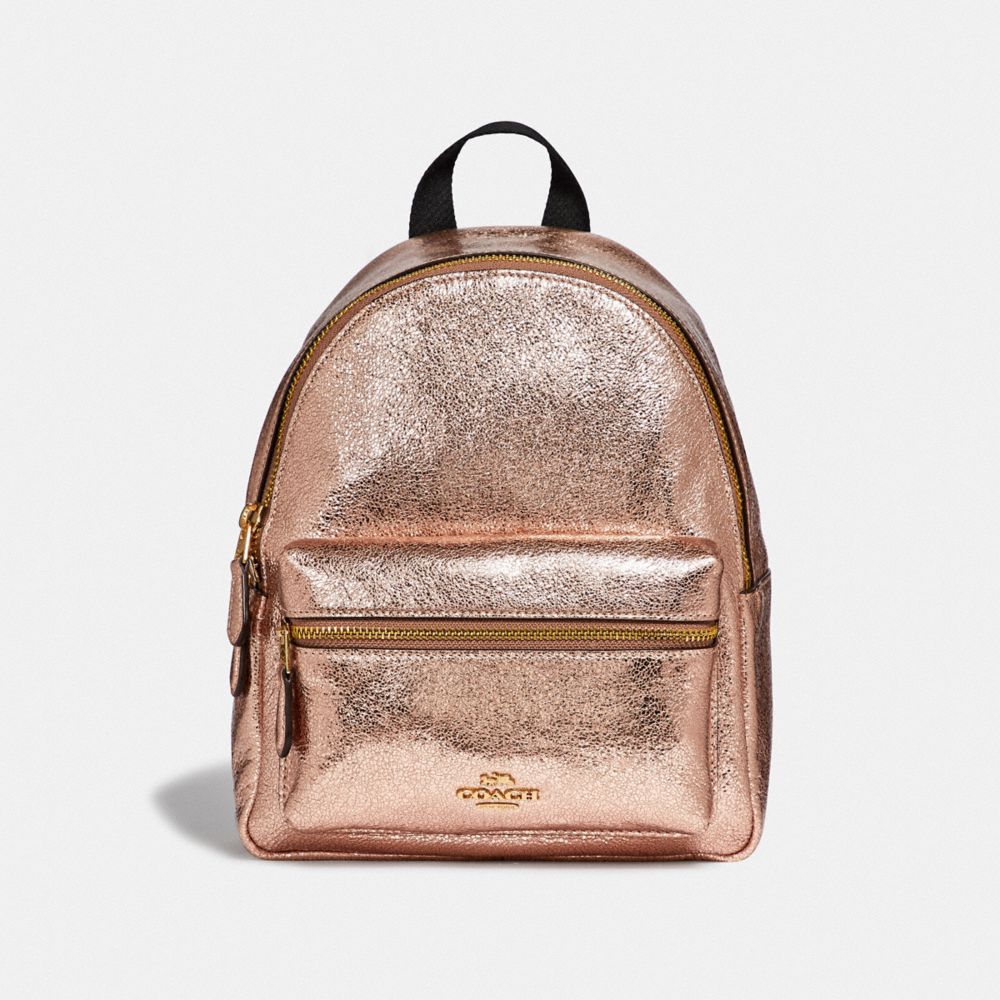COACH F35238 Mini Charlie Backpack ROSE GOLD/LIGHT GOLD