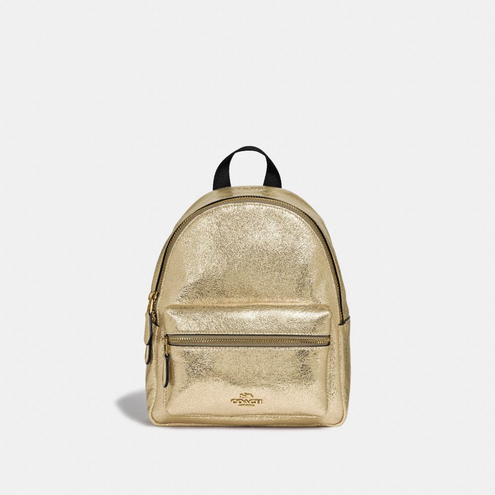 COACH F35238 Mini Charlie Backpack WHITE GOLD/LIGHT GOLD