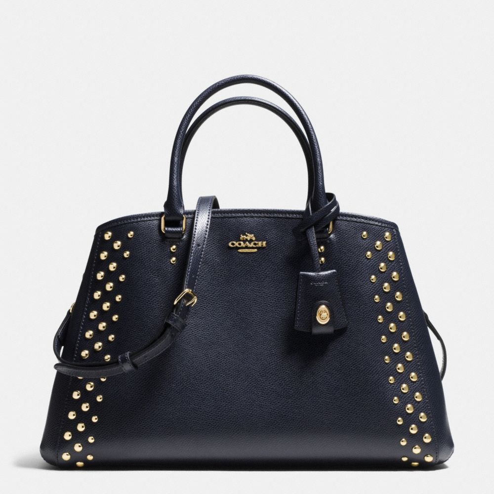 COACH F35274 Margot Carryall In Studded Crossgrain Leather  LIGHT GOLD/MIDNIGHT