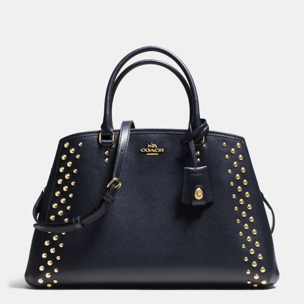 COACH MARGOT CARRYALL IN STUDDED CROSSGRAIN LEATHER - LIGHT GOLD/MIDNIGHT - F35274