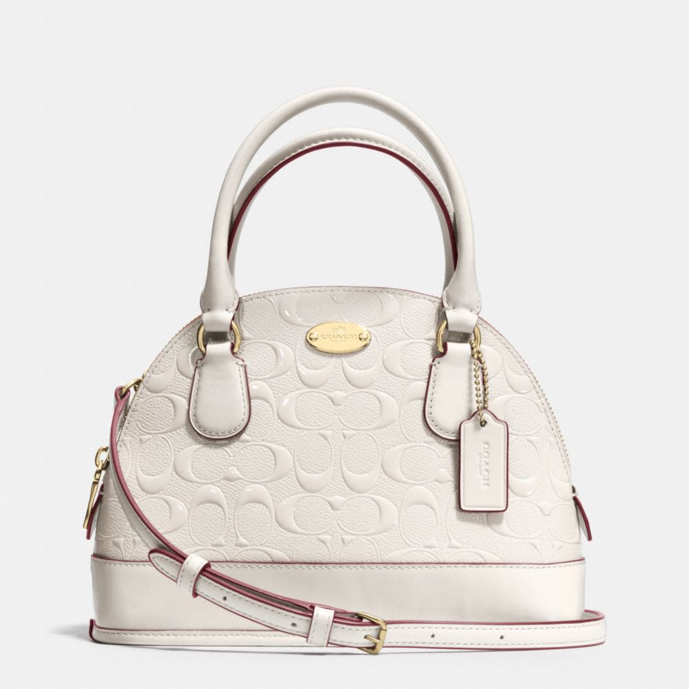 MINI CORA DOMED SATCHEL IN DEBOSSED PATENT LEATHER - LIGHT GOLD/CHALK - COACH F35279