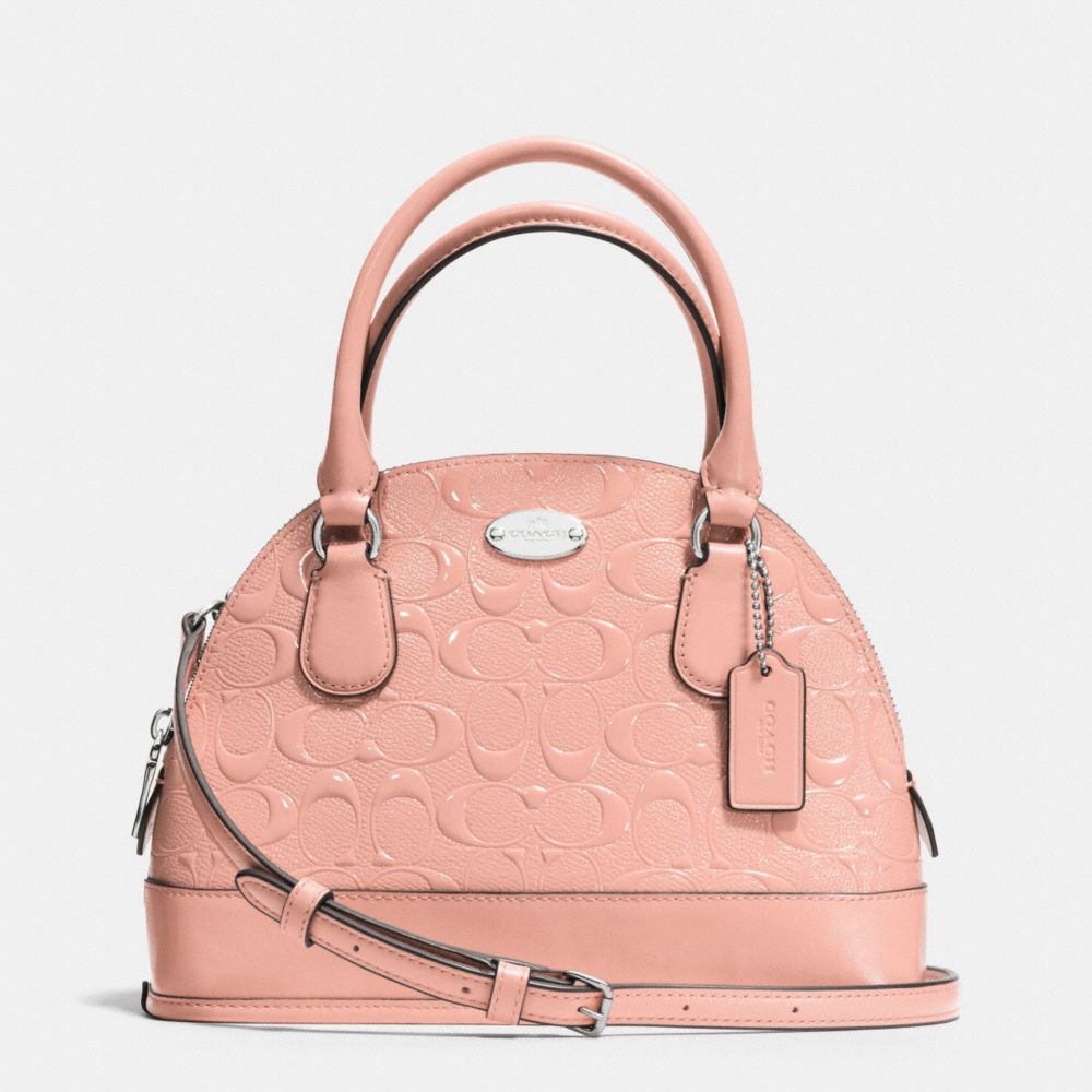 MINI CORA DOMED SATCHEL IN DEBOSSED PATENT LEATHER - SILVER/BLUSH - COACH F35279