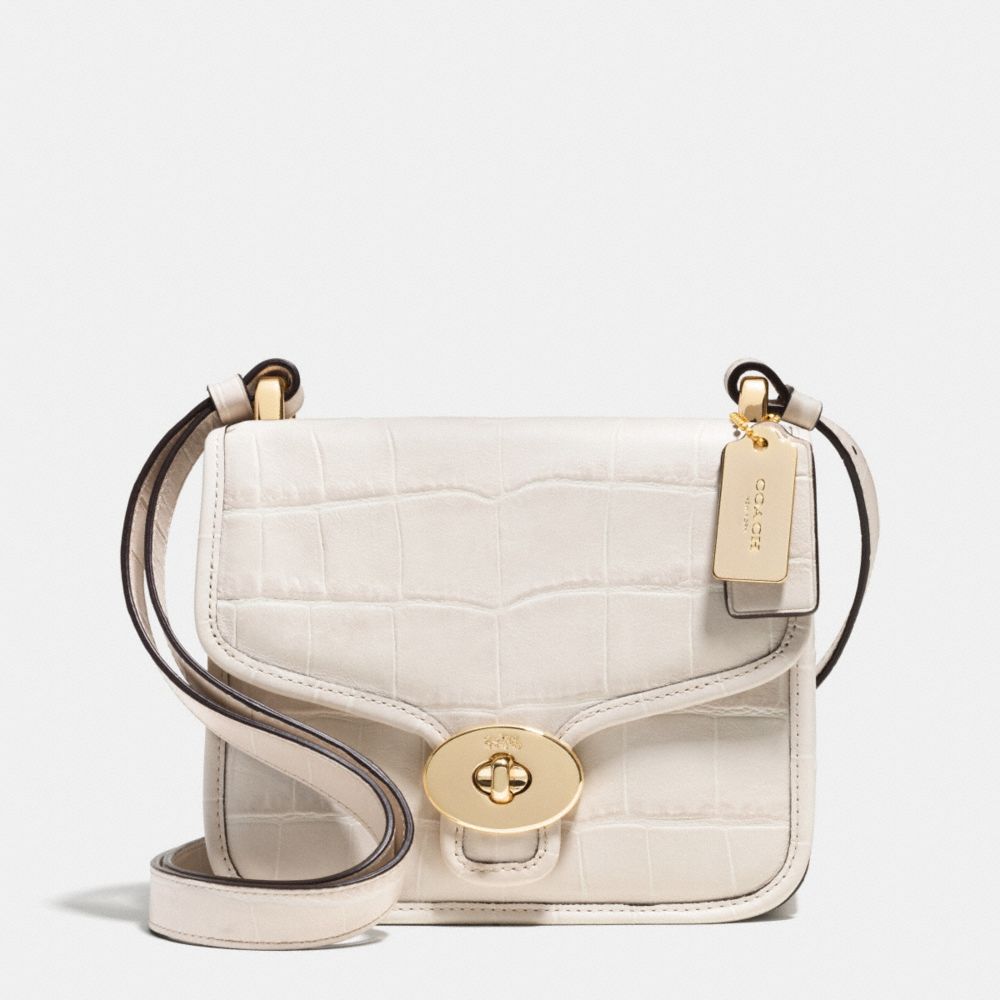 COACH PAGE MINI CROSSBODY IN CROC EMBOSSED LEATHER - LIGHT GOLD/CHALK - f35283