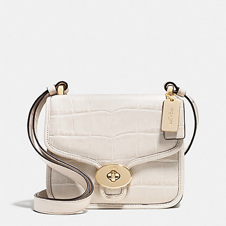 COACH f35283 PAGE MINI CROSSBODY IN CROC EMBOSSED LEATHER LIGHT GOLD/CHALK