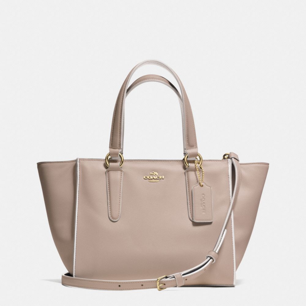 MINI CROSBY CARRYALL IN COLORBLOCK LEATHER - f35324 -  LIGHT GOLD/GREY BIRCH/CHALK