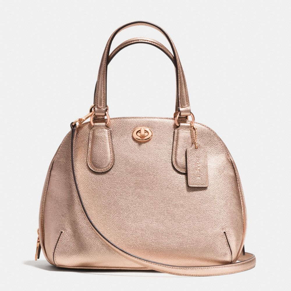 COACH F35330 - PRINCE STREET MINI SATCHEL IN METALLIC CROSSGRAIN LEATHER RE/ROSE GOLD