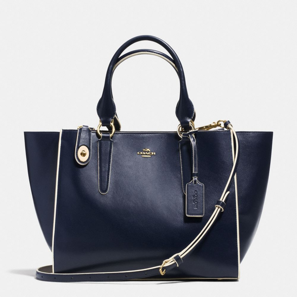 COACH CROSBY CARRYALL IN COLORBLOCK LEATHER - LIGHT GOLD/NAVY/CHALK - f35331