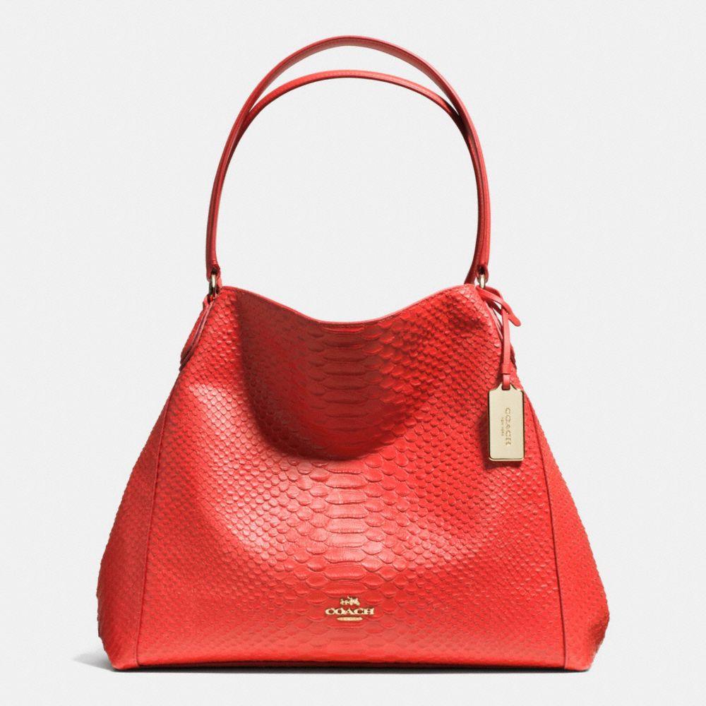 EDIE SHOULDER BAG IN PYTHON EMBOSSED LEATHER - f35340 - LIGHT GOLD/WATERMELON