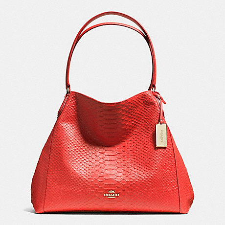 COACH F35340 EDIE SHOULDER BAG IN PYTHON EMBOSSED LEATHER LIGHT-GOLD/WATERMELON