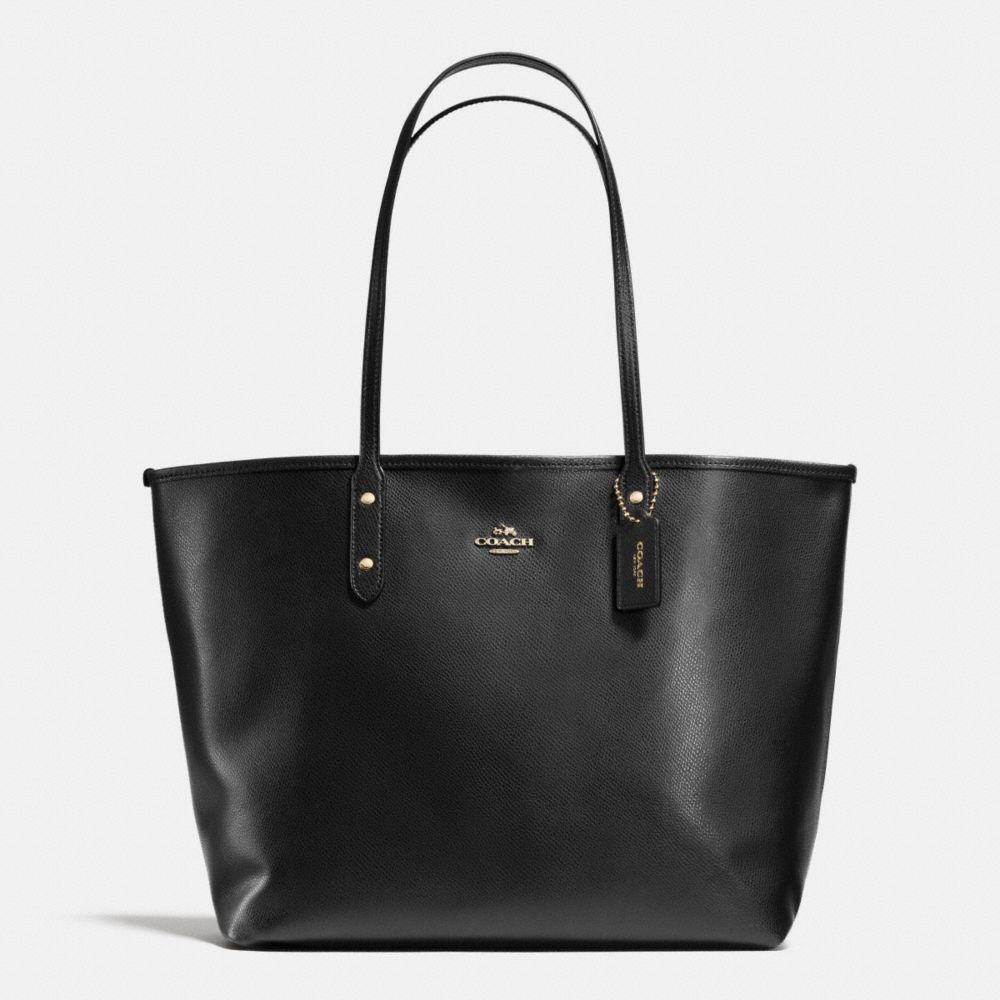 CITY TOTE IN CROSSGRAIN LEATHER - f35355 - LIGHT GOLD/BLACK/NUDE