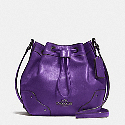 COACH F35363 - BABY MICKIE DRAWSTRING SHOULDER BAG IN GRAIN LEATHER ANTIQUE NICKEL/PURPLE IRIS