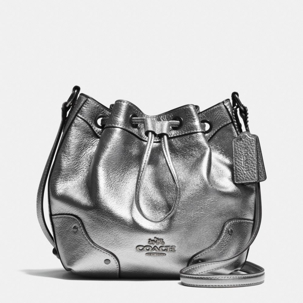 BABY MICKIE DRAWSTRING SHOULDER BAG IN GRAIN LEATHER - f35363 - ANTIQUE NICKEL/SILVER