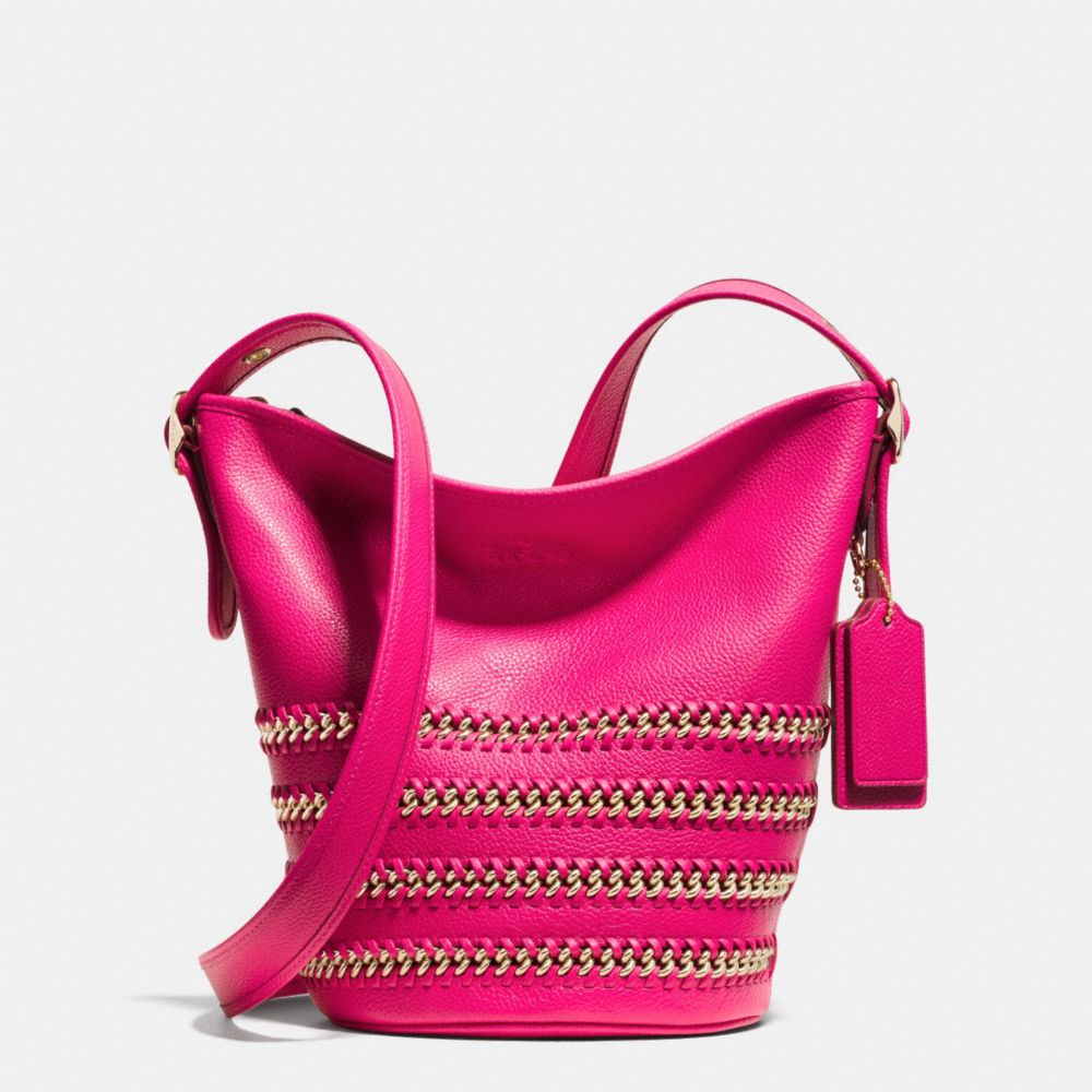 MINI DUFFLE IN WHIPLASH LEATHER - f35373 - LIGHT GOLD/PINK RUBY