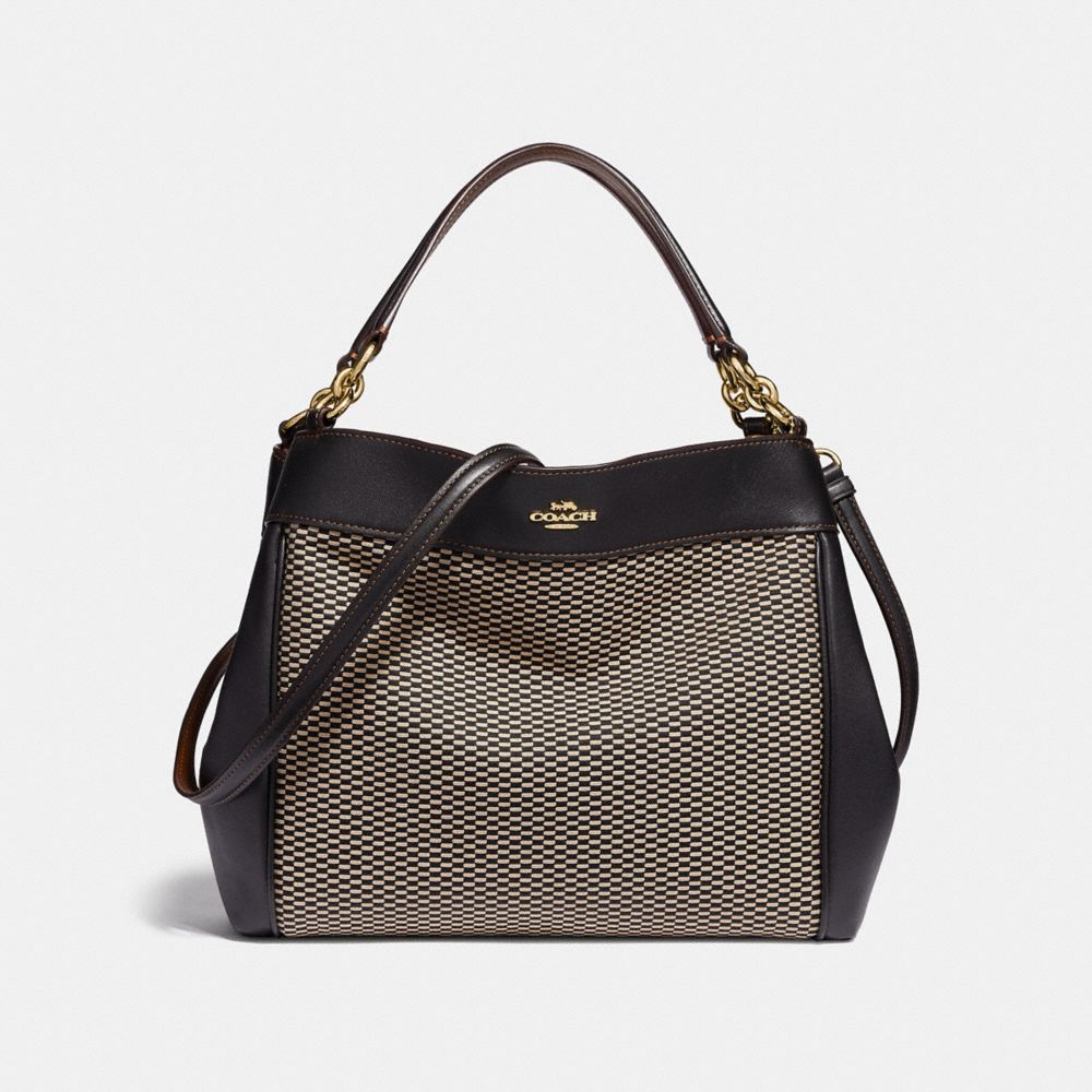 COACH F35427 SMALL LEXY SHOULDER BAG WITH LEGACY PRINT MILK/BLACK/LIGHT-GOLD