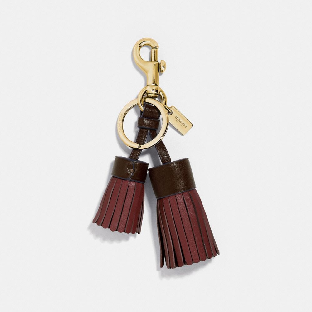 COACH F35445 Double Tassel Bag Charm GD/WINE