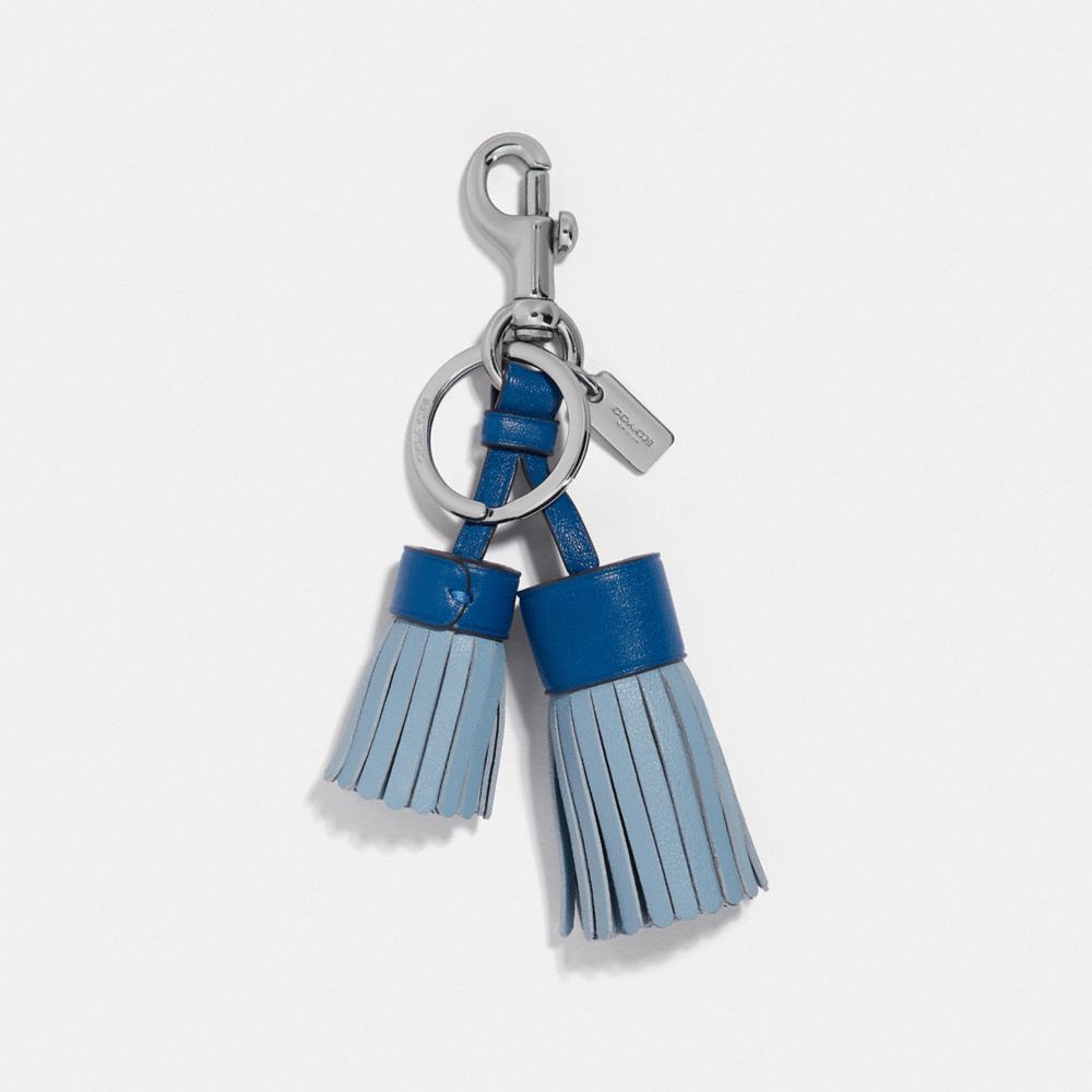 COACH DOUBLE TASSEL BAG CHARM - SV/CORNFLOWER - F35445