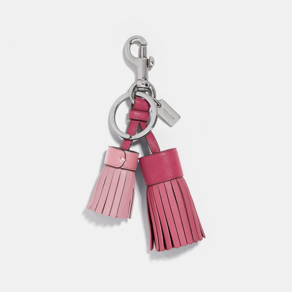 DOUBLE TASSEL BAG CHARM - STRAWBERRY/SILVER - COACH F35445