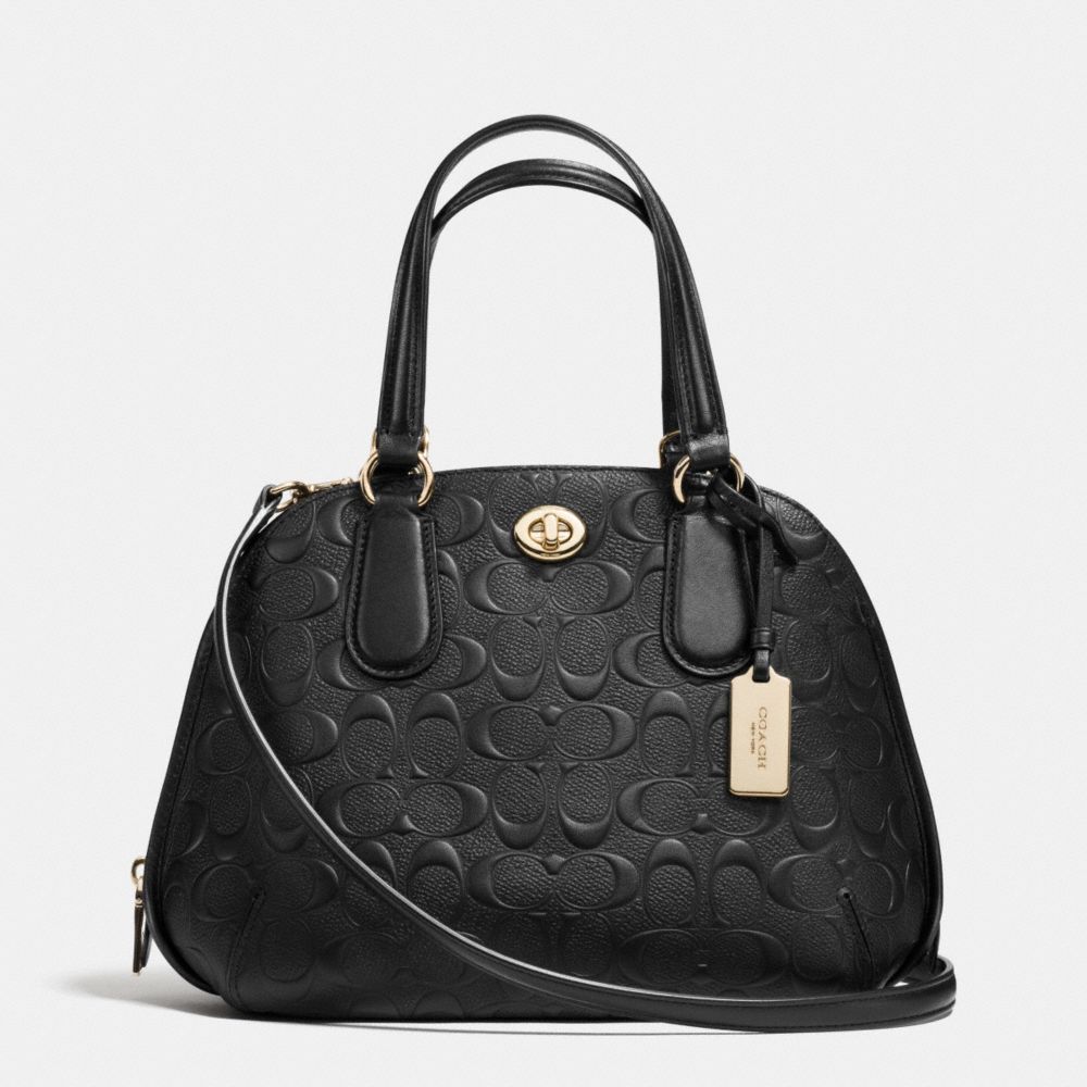PRINCE STREET MINI SATCHEL IN SIGNATURE EMBOSSED LEATHER - LIGHT GOLD/BLACK - COACH F35452