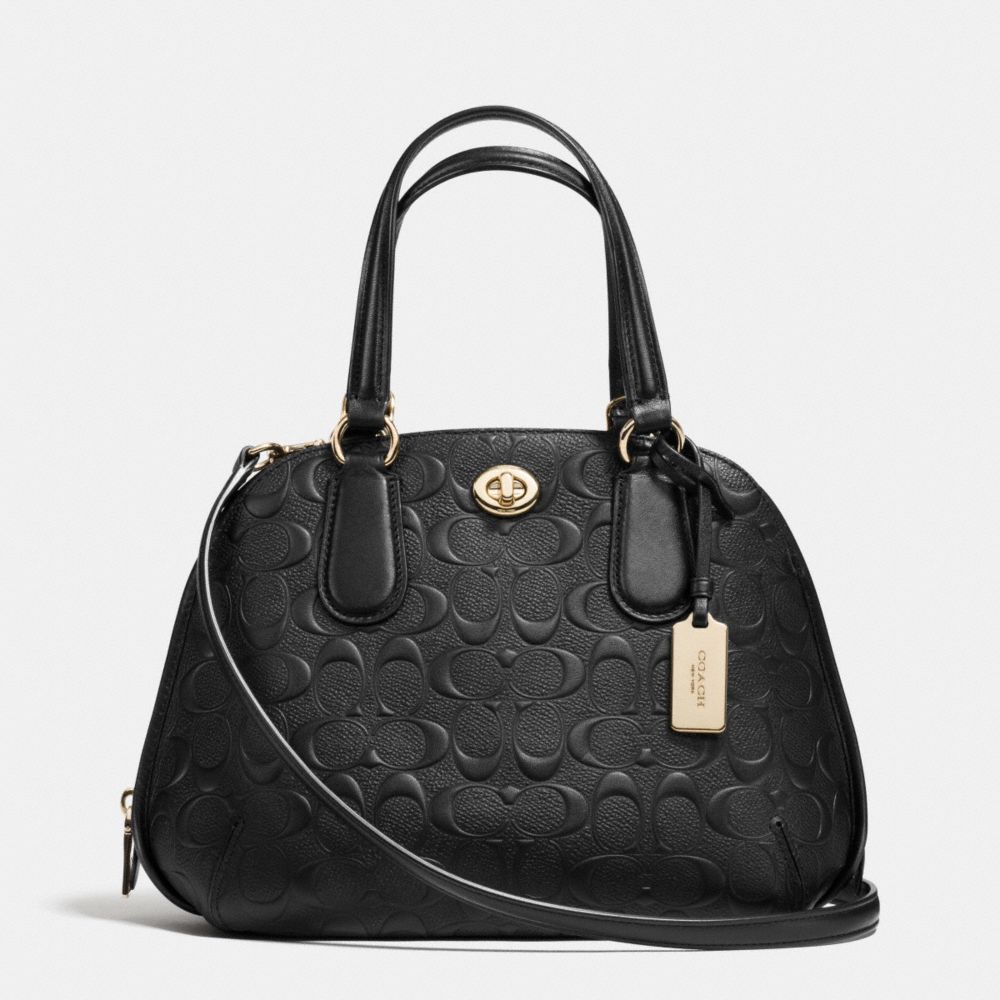 PRINCE STREET MINI SATCHEL IN SIGNATURE EMBOSSED LEATHER - f35452 -  LIGHT GOLD/BLACK