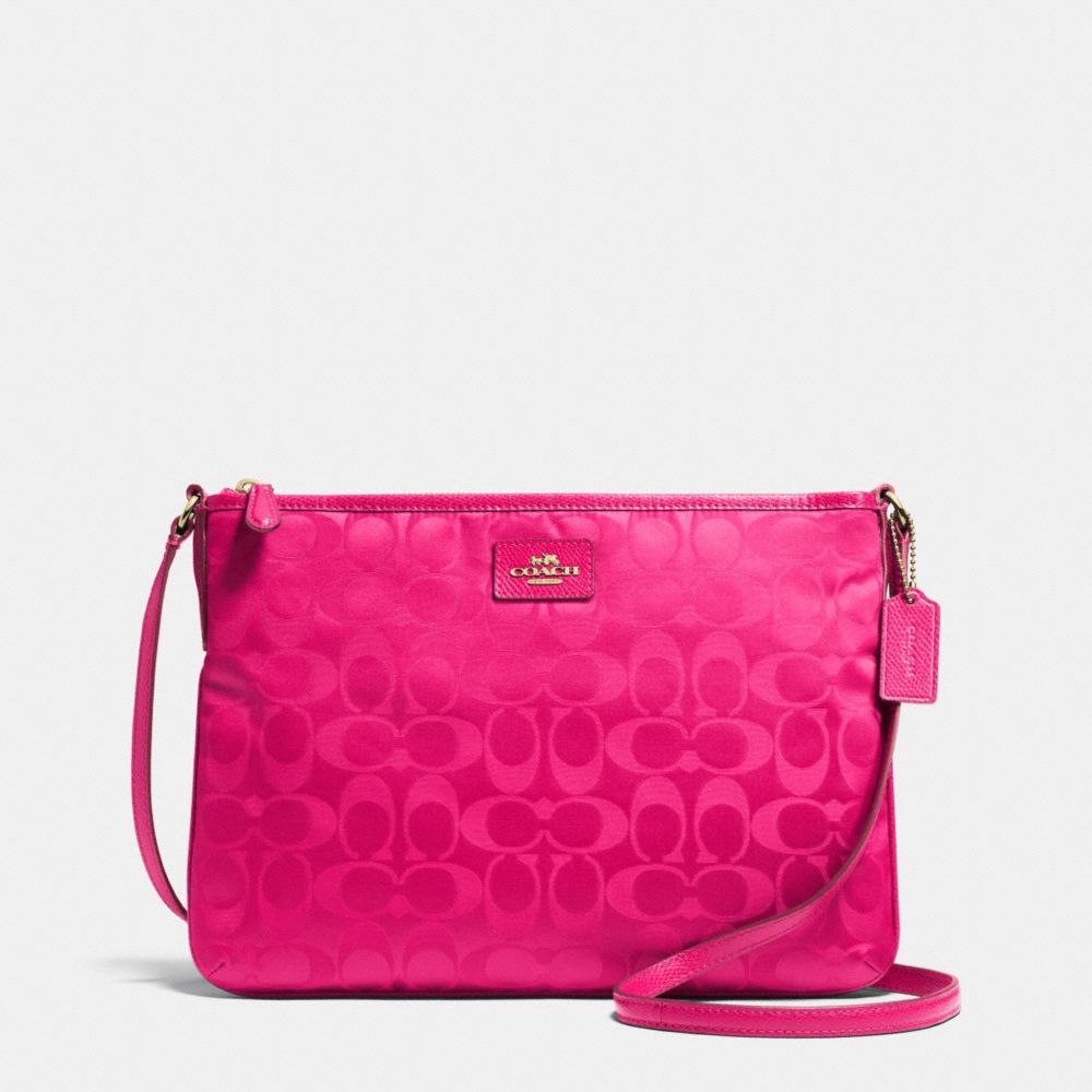 COACH F35454 Crossbody In Signature LIGHT GOLD/PINK RUBY