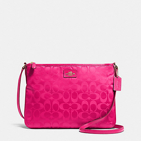 COACH f35454 CROSSBODY IN SIGNATURE LIGHT GOLD/PINK RUBY