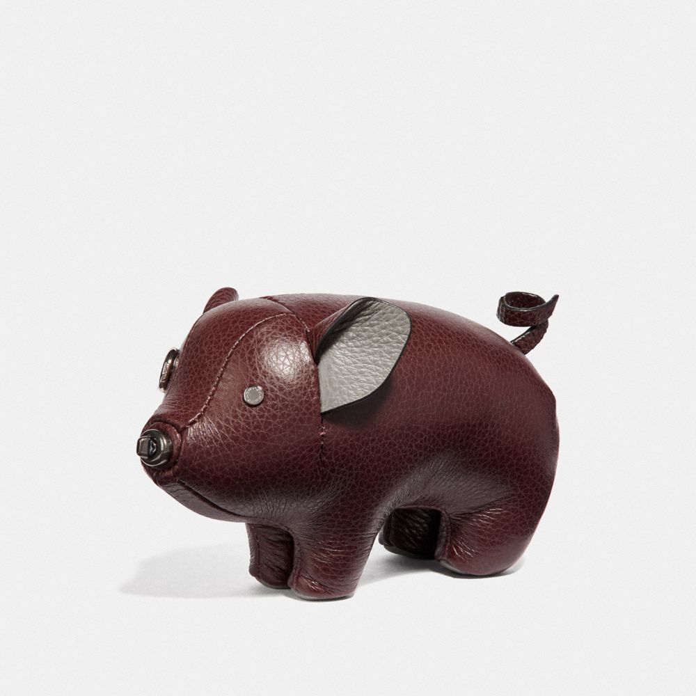 COACH F35478 Pig Paperweight OXBLOOD/BLACK ANTIQUE NICKEL