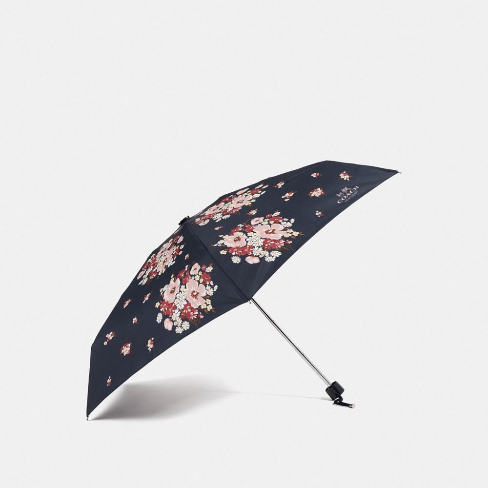 MINI UMBRELLA WITH DAISY BOUQUET PRINT - F35490 - NAVY/SILVER