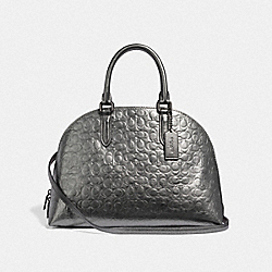 QUINN SATCHEL IN SIGNATURE LEATHER - F35526 - GM/METALLIC GRAPHITE